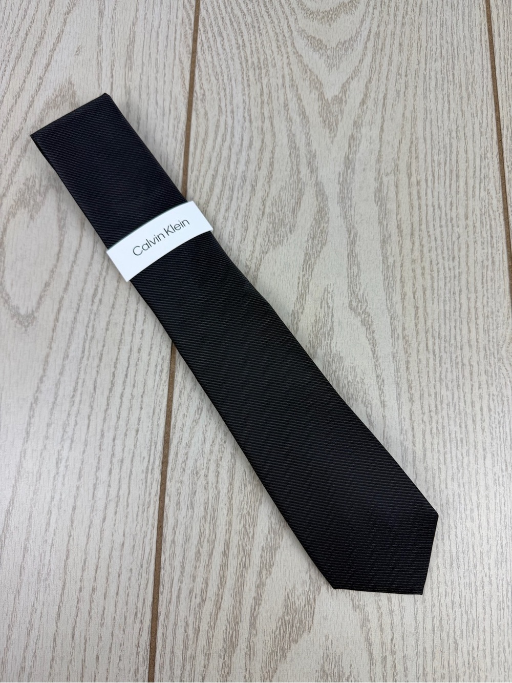 857 Calvin Klein Tie Pin Stripe Black 001 CK21100308 Silk Poly Blend MSRP $69.50